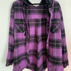 Purple Flannel With Velvet Hoodie